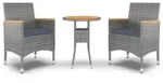 vidaXL 3-tlg. Garten-Essgruppe Poly Rattan Grau - Grau