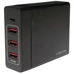 Logilink USB Tischladeadapter 3xUSB-A Port+1xUSB-C Port,60W - Schwarz