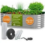 TTL GARDEN Hochbeet SPIRIT M 160x80x45cm Silber &ndash; Metall oval verzinkt stabil...