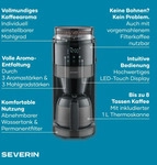 Severin Filter-Kaffeemaschine mit Thermokanne & Mahlwerk, 1L, 8 Tassen, Tropf-Stopp,