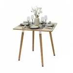 Relaxdays Esstisch, eckig, HxBxT: 75 x 75 x 75 cm, MDF & Bambus, f&uuml;r 4...