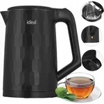 IDEAL Wasserkocher 1 7 l Edelstahlgeh&auml;use 1500 W Leistung schwarz
