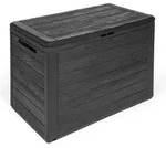 Kreher Kissenbox 'Wood' in Anthrazit 190 Liter (Holz Optik) - Grau
