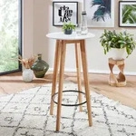 WOHNLING Stehtisch 60x110x60 cm Wei&szlig; Rund Bartisch f&uuml;r 4 Personen Moderner Tisch