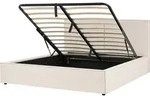 BELIANI Polsterbett Beige Stoffbezug mit Hohem Kopfteil Lattenrost 180 x 200 cm