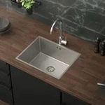 ML-Design K&uuml;chensp&uuml;le mit Ab- und &Uuml;berlaufgarnitur, Silber, aus Edelstahl -...