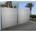 WPC-Sichtschutz Savoie, Windschutz Zaun, Alu Premium 2er Set, 3,75m grau - Grau