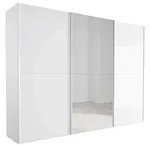 Schwebet&uuml;renschrank - 304 x 223 cm - Wei&szlig; Hochglanz - Wei&szlig; matt - mit Spiegel -