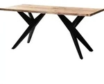 WOHNLING Esszimmertisch 160x80x76 cm Akazie Massivholz Metall Esstisch Loft-Style
