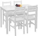 Esszimmer-Set HWC-F77, Sitzgruppe Esszimmergruppe, Massiv-Holz Landhaus 110cm wei&szlig; -