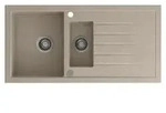 Sapho Einbau-Granitsp&uuml;le mit Abtropffl&auml;che und Restebecken, 100x50cm, beige -...