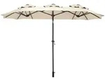 2.05 Drei Kuppel Sonnenschirm 300 x 150 cm - knickbar / Kurbel - Farbe: Natur