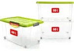 BigDean 3 St&uuml;ck 60 L Aufbewahrungsbox mit Deckel gro&szlig; limegr&uuml;n - stapelbare