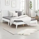 Homestyle4u Holzbett 140x200 Bettgestell wei&szlig; Bett Bettrahmen - mit Lattenrost...