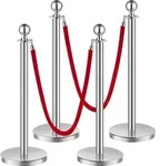 VEVOR Absperrgitter (4 St&uuml;ck) mit 2 roten Samtseilen (1,5 m lang),...