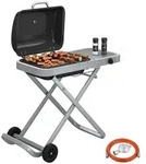 Outsunny Tragbarer Gasgrill 1-Brenner 2,5kW Grillwagen mit Faltbarem Rollwagen -
