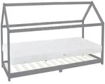 ML-Design Kinderbett 90x200 cm mit Matratze, Dach und Lattenrost, Hellgrau,...