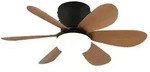 Mini Deckenventilator mit LED Beleuchtung und Fernbedienung Delores Schwarz / Holz 51