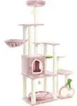 Fudajo Kratzbaum "Kirschen" in Rosa 162 cm hoch, Katzenkratzbaum mit Kratzbrett...