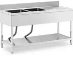 Expondo Royal Catering Sp&uuml;ltisch - 2 Becken - Edelstahl - 160 x 60 cm - -...