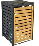 dobar M&uuml;lltonnenverkleidung 120 L, schwarz-braun, 67x69,5x112 cm - Braun