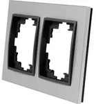 MCPOWER Rahmen | FLAIR | 2-Fach, silbernes Aluminium, f&uuml;r Steckdosen - Silber