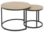 Hela Tische, 2er Set runder Beistelltisch Lindau, Nachbildung Artisan Eiche,