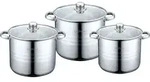 6-TLG Edelstahl Kochgeschirr Induktion Kochtopf Topfset Deckel - Silber
