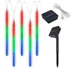 Solar LED Eiszapfen Lichterkette 144 LED 8x Eiszapfen RGB Lichtervorhang 2,4m