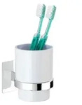 WENKO Turbo-Loc&reg; Zahnputzbecher Quadro, Wandhalter ohne Bohren, Becher aus