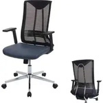 B&uuml;rostuhl MCW-J53, Drehstuhl Schreibtischstuhl, ergonomisch Kunstleder blau-grau -