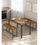 VASAGLE Esstisch, K&uuml;chentisch-Set mit 2 B&auml;nken, 3er-Set, 110 x 70 x 75 cm,