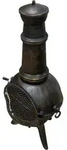 Terrassenofen aus Gusseisen, Schwarz mit Bronze-Finish, 110 cm hoch, mit...