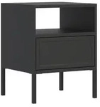 Selsey Velveto &ndash; Nachttisch mit Schublade und Nische, schwarz, 45 cm - Schwarz
