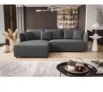 Ecksofa Schlafsofa EVORA Stoff Poso Grau Ottomane Links - Grau