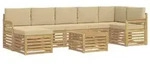 vidaXL Outdoor-Sofagarnitur 7 pcs Wei&szlig; und Beige 59 x 59 x 37 cm - Braun