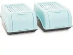 Novaliv 2x Klein 3,5 L Zwiebeltopf t&uuml;rkis light Zwiebelbox Knoblauchtopf