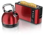 Arendo Fr&uuml;hst&uuml;cks-Set, Wasserkocher Edelstahl 1,7l, 2 Scheiben Langschlitztoaster,