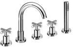 Sapho AXIA 5-Loch Wannenrand-Armatur, Handbrause Link, Chrom - Silber
