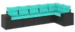 vidaXL 6-teiliges Gartensofa-Set mit Kissen, schwarzes Polyrattan - Schwarz