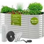 TTL GARDEN Hochbeet SPIRIT M 160x80x80cm Silber &ndash; Metall oval verzinkt stabil...