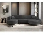 Wohnlandschaft U-Form Sofa VALENCIA in Stoff Noel Grafit - Grau