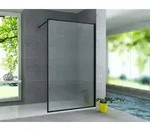 Aloni Duschwand Glas mit schwarz‐matt Profil &ndash; ESG Sicherheitsglas Walk‐In