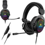 Kabelgebundener USB-RGB-Gaming-Kopfh&ouml;rer mit Mikrofon Kruger&Matz GH-50 - Schwarz