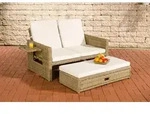 CLP Polyrattan Sofa Ancona 5mm natur Polsterfarbe Cremewei&szlig; - Braun