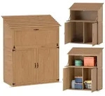 Outsunny Gartenschrank Holz, wasserabweisend Ger&auml;teschuppen mit Pultdach - Braun