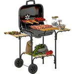 Outsunny Holzkohlegrill aus Stahl fahrbar Grillwagen mit abschlie&szlig;barem Deckel...