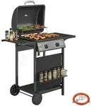 Outsunny Gasgrill 5 KW 2 Brenner BBQ Grillwagen Edelstahl inkl Seitentisch -...