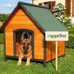 zooprinz Hundeh&uuml;tte Luna Klappdach Lamellen Kiefernholz Wetterfest 111x101x97cm