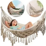 Outtec&reg; H&auml;ngematte - 200x150 cm, bis 200kg - Boho Baumwoll Hammock f&uuml;r...